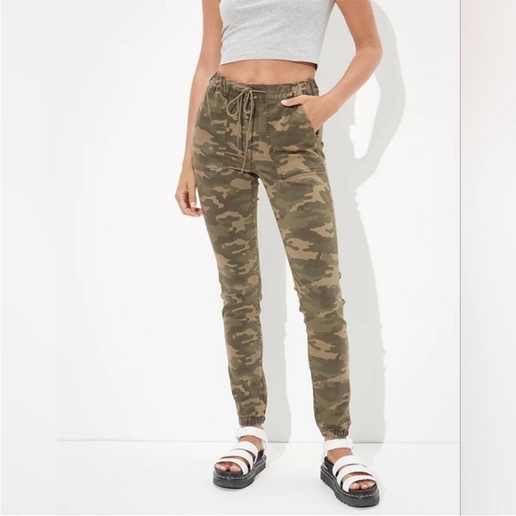 American Eagle Women's Next Level Stretch Camo Joggers Tan Brown Size XXS 000 - Picture 1 of 8